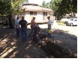 Digging the trench for the electrical line